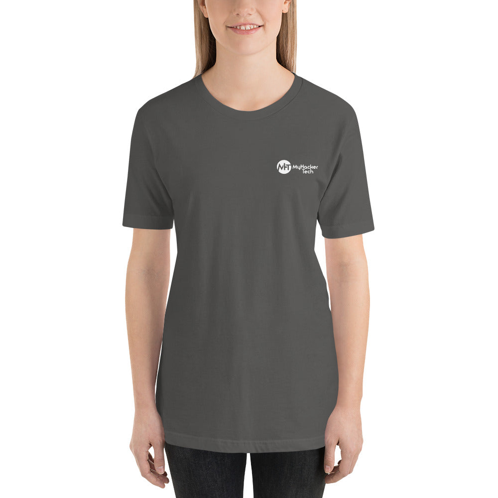 Linux Hackers - Bash Fork Bomb - White Text Short-Sleeve Unisex T-Shirt ( with back design) by DarkByteGear