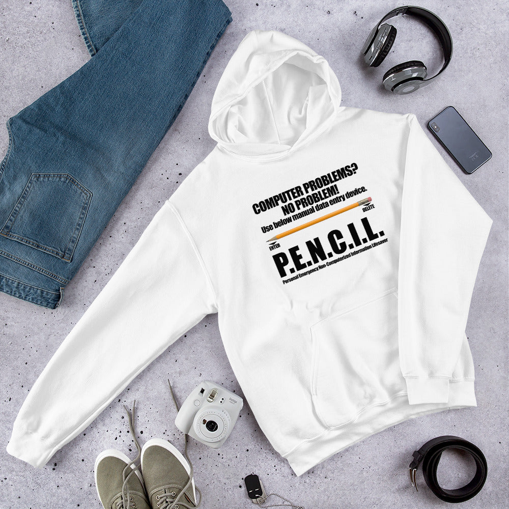 P.E.N.C.I.L. - Hooded Sweatshirt (black text) by DarkByteGear