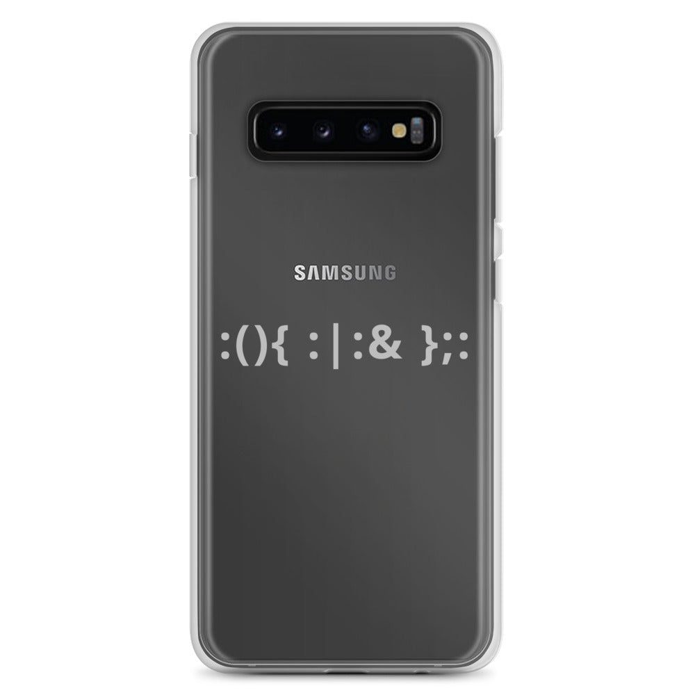 Linux Hackers - Bash Fork Bomb - White Text Samsung Case by DarkByteGear