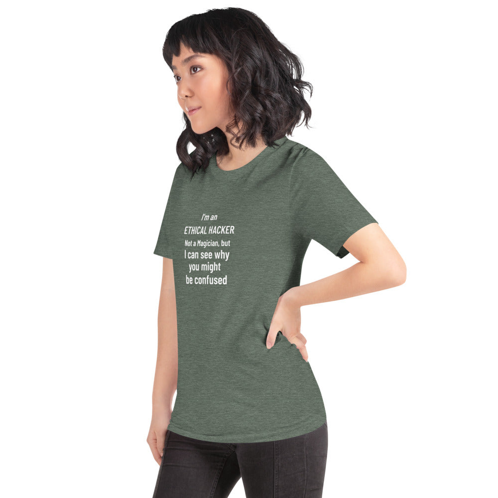 I'm an ethical hacker - Short-Sleeve Unisex T-Shirt (white text) by DarkByteGear