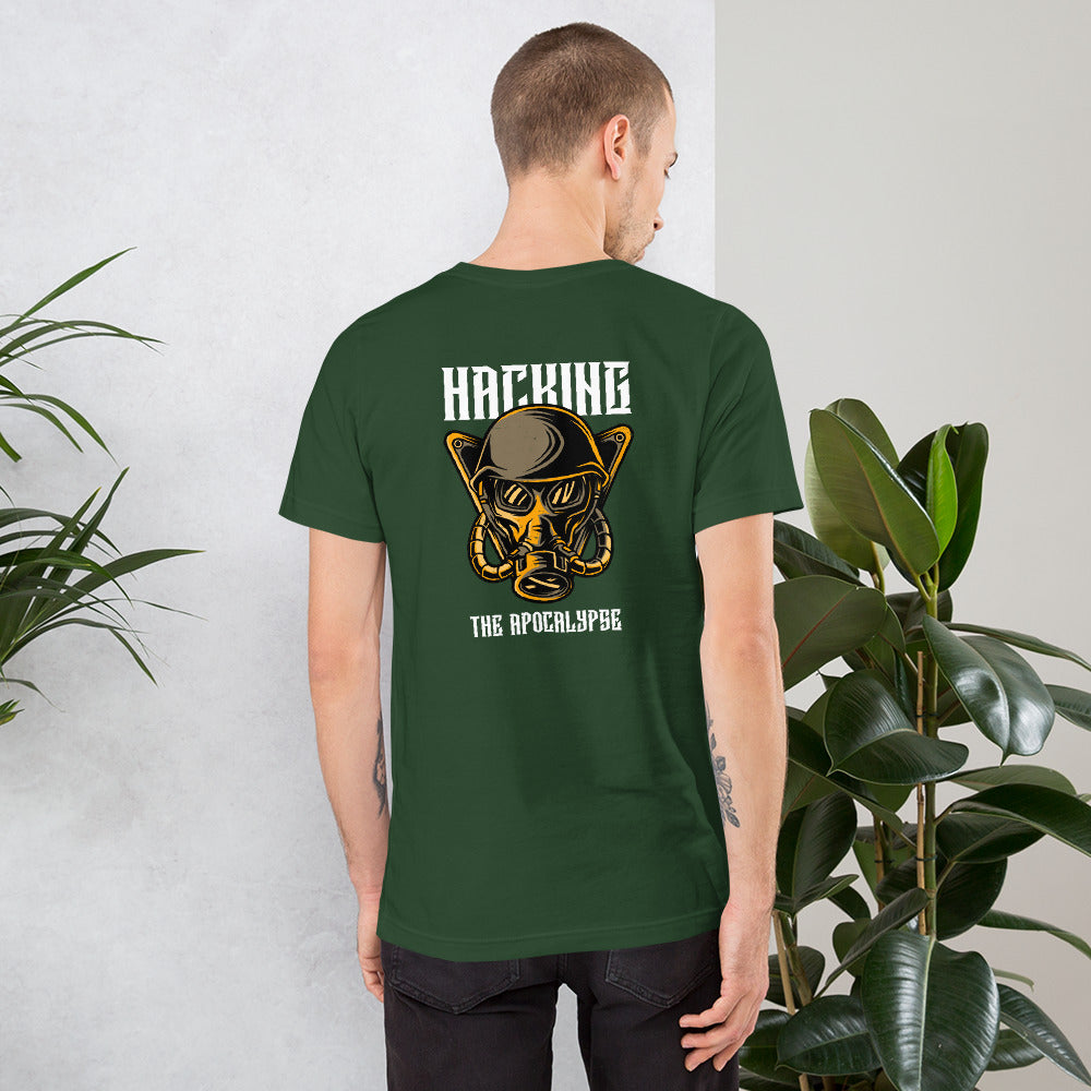 Hacking the apocalypse - Short-Sleeve Unisex T-Shirt (with back design) by DarkByteGear