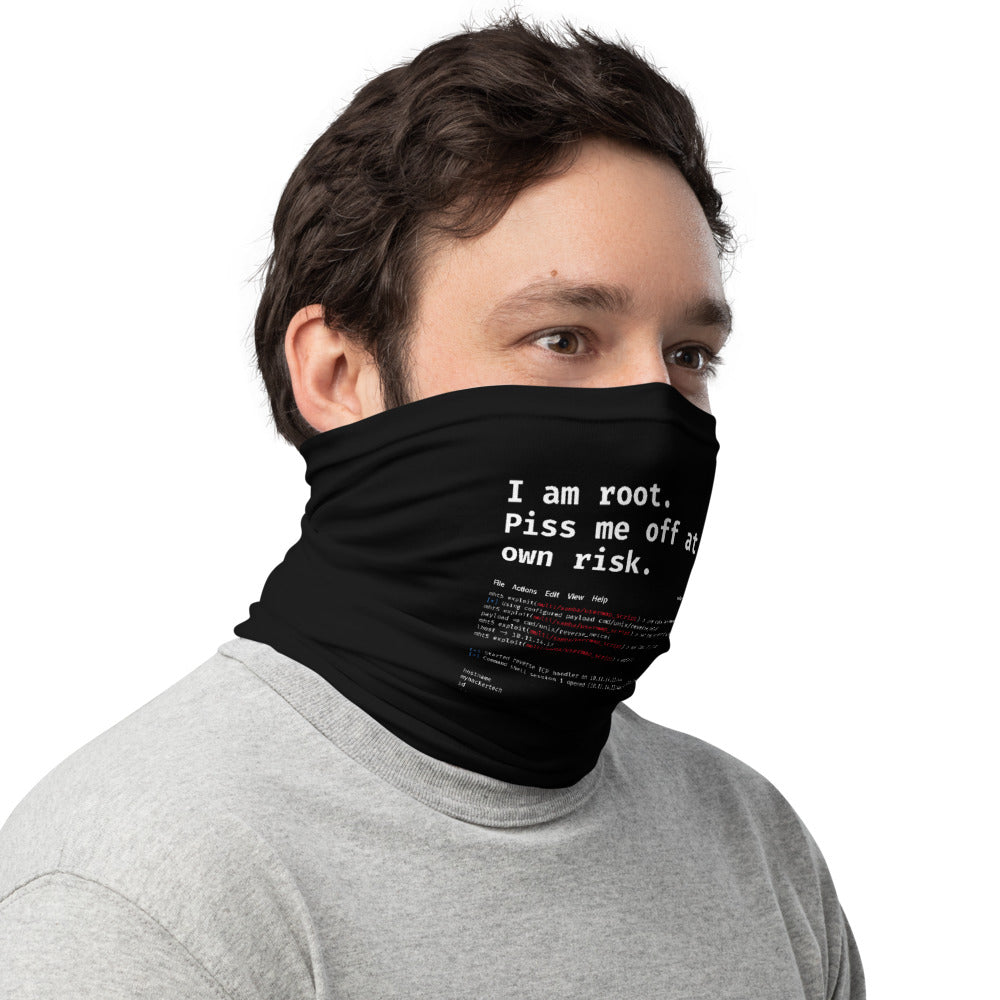 I am root. Piss me off at your own risk - Neck Gaiter by DarkByteGear