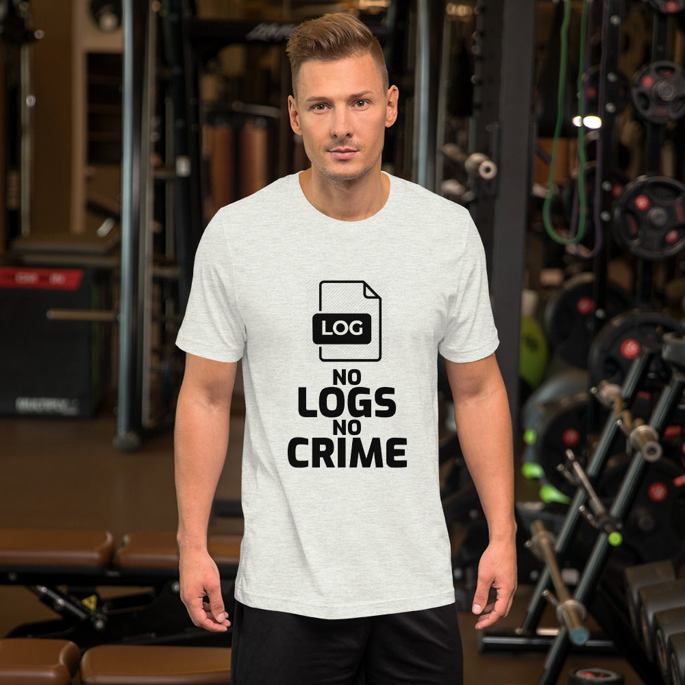 No logs no crime - Short-Sleeve Unisex T-Shirt (black text ) by DarkByteGear