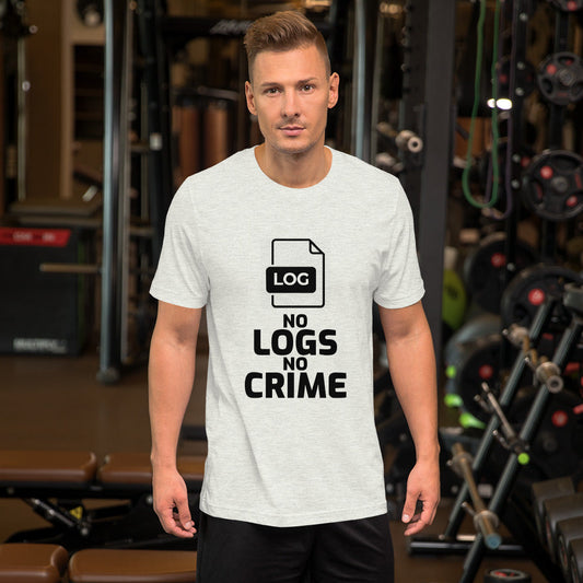No logs no crime - Short-Sleeve Unisex T-Shirt (black text ) by DarkByteGear