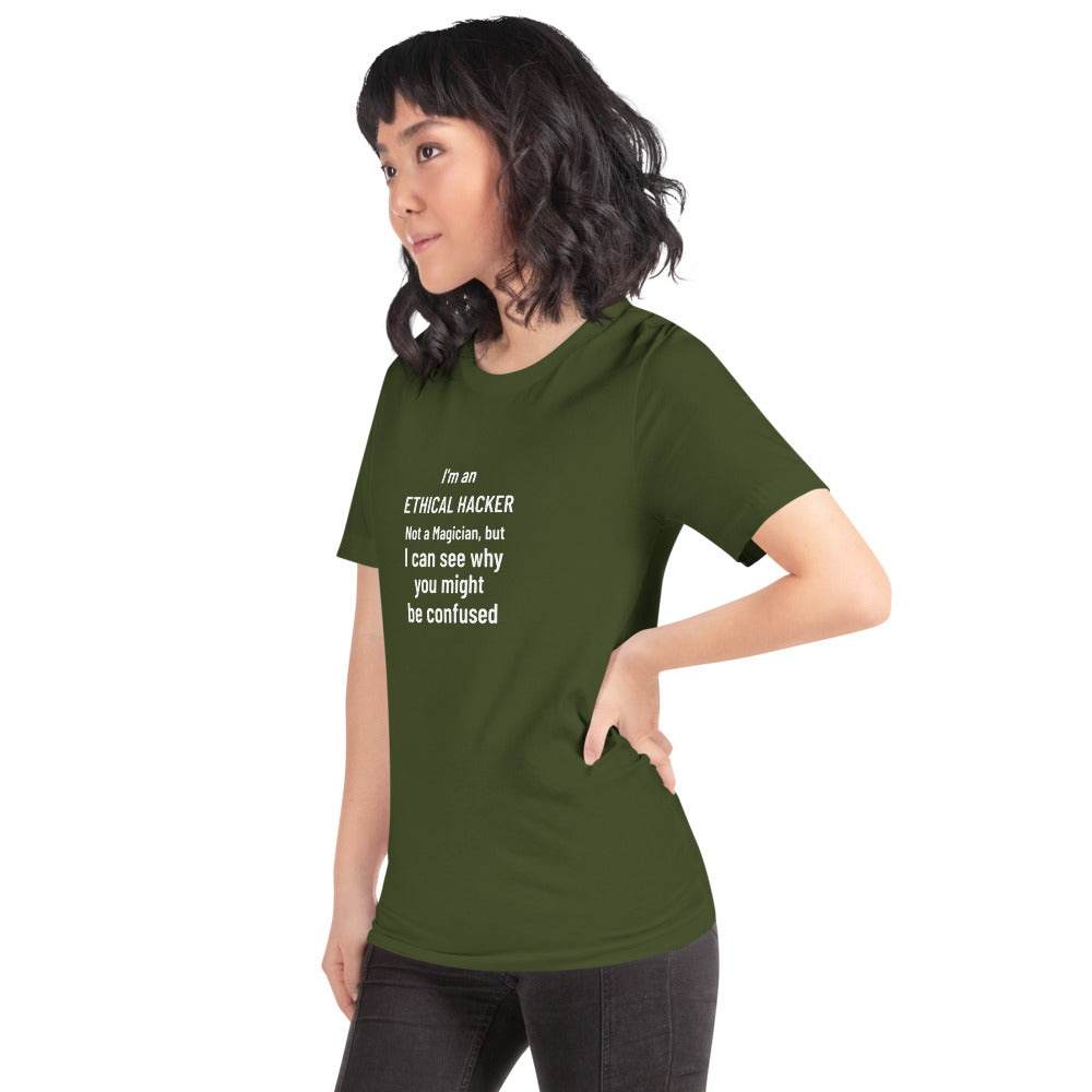 I'm an ethical hacker - Short-Sleeve Unisex T-Shirt (white text) by DarkByteGear