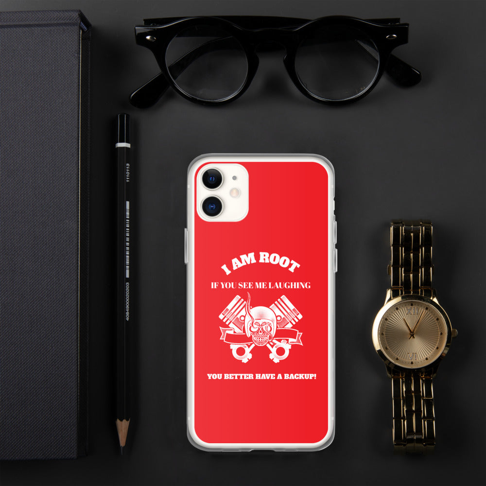I Am Root If You See Me Laughing You Better Have A Backup - iPhone Case (red) by DarkByteGear