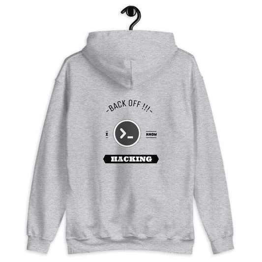Back off I know hacking - Unisex Hoodie (black text) by DarkByteGear