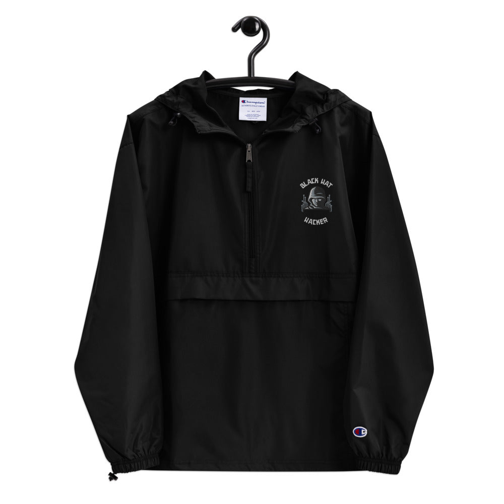 Black Hat Hacker - Embroidered Champion Packable Jacket by DarkByteGear