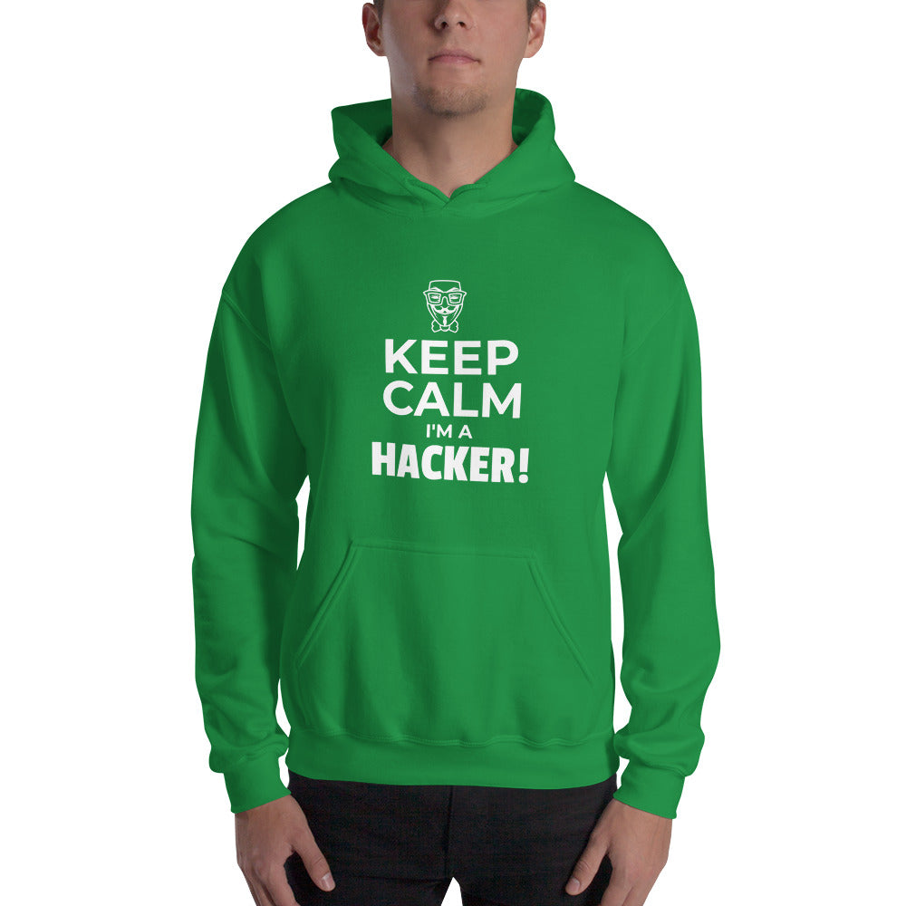 Keep Calm I'm a hacker! - Hooded Sweatshirt (white text) by DarkByteGear