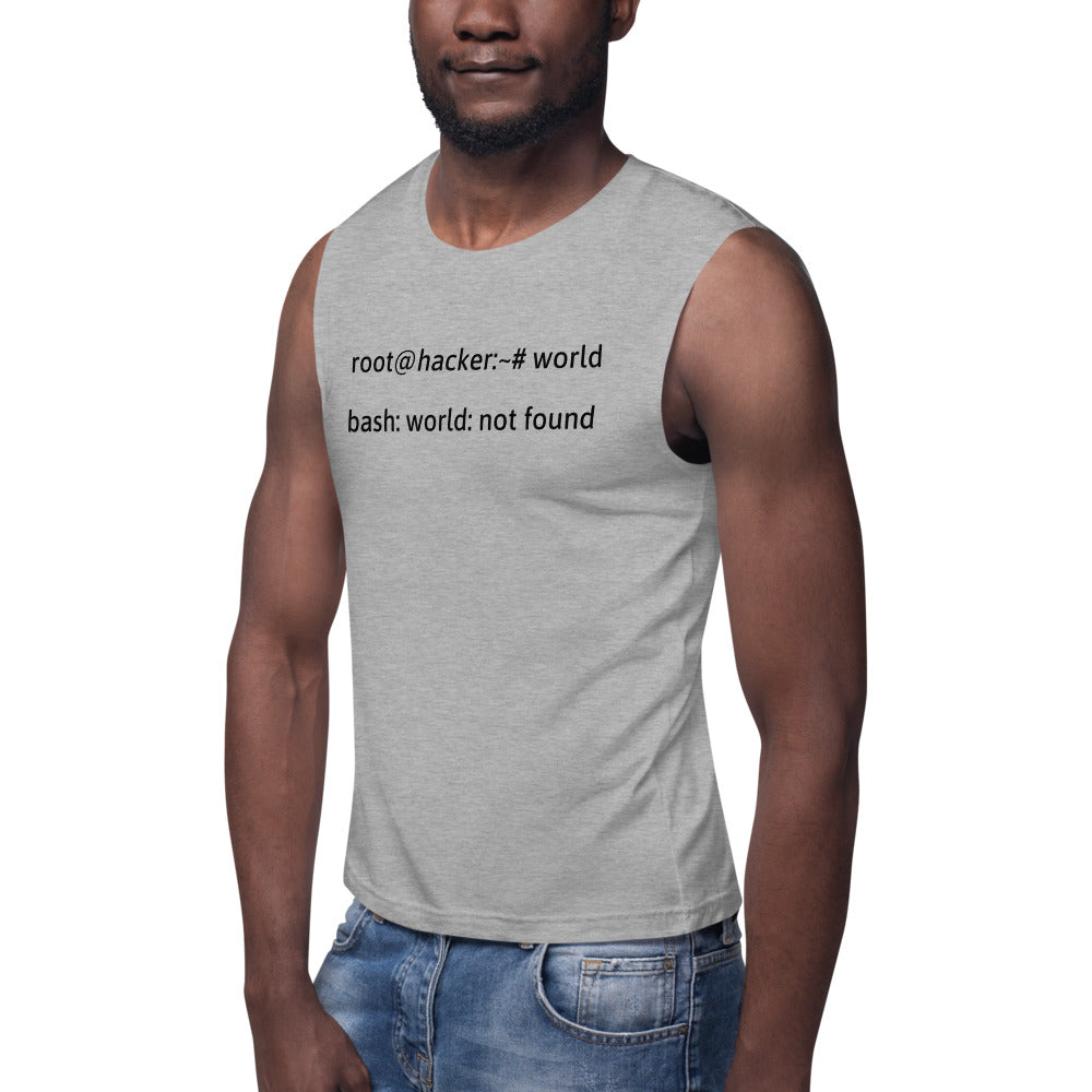 Linux Tweaks - world not found - Muscle Shirt (black text) by DarkByteGear