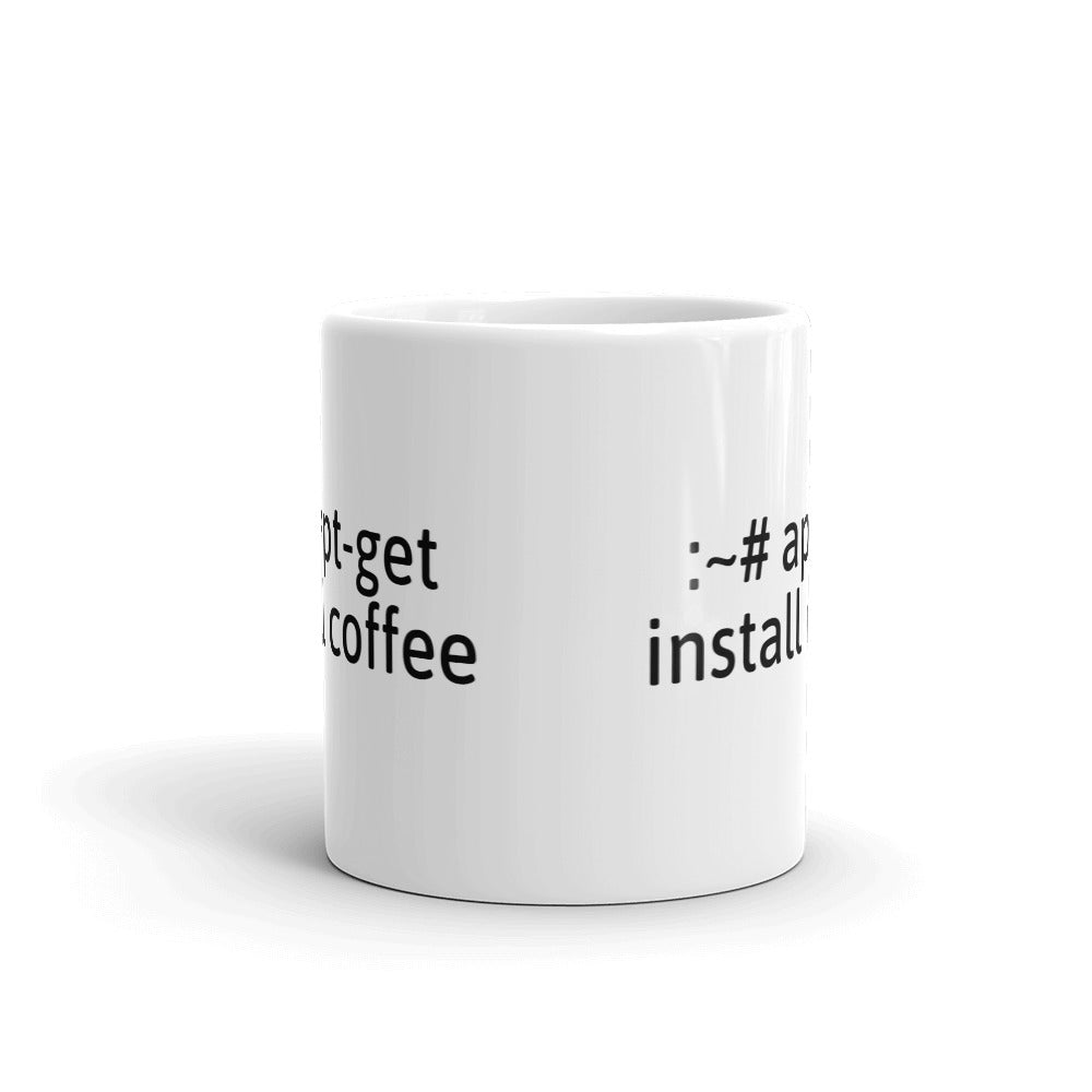 "apt-get install coffee" Hacker Mug (White) by DarkByteGear