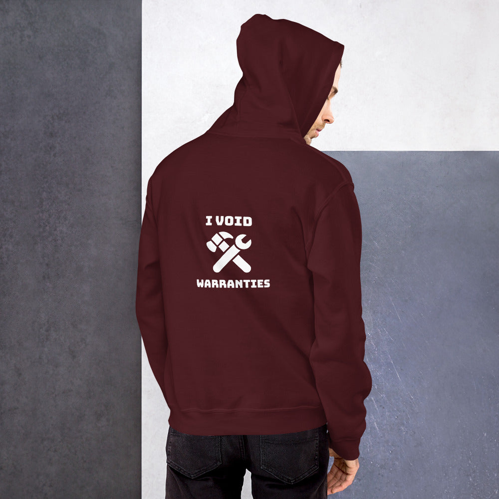 I void warranties - Unisex Hoodie (white text) by DarkByteGear