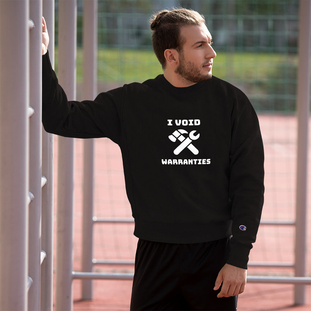 I void warranties - Champion Sweatshirt (white text) by DarkByteGear