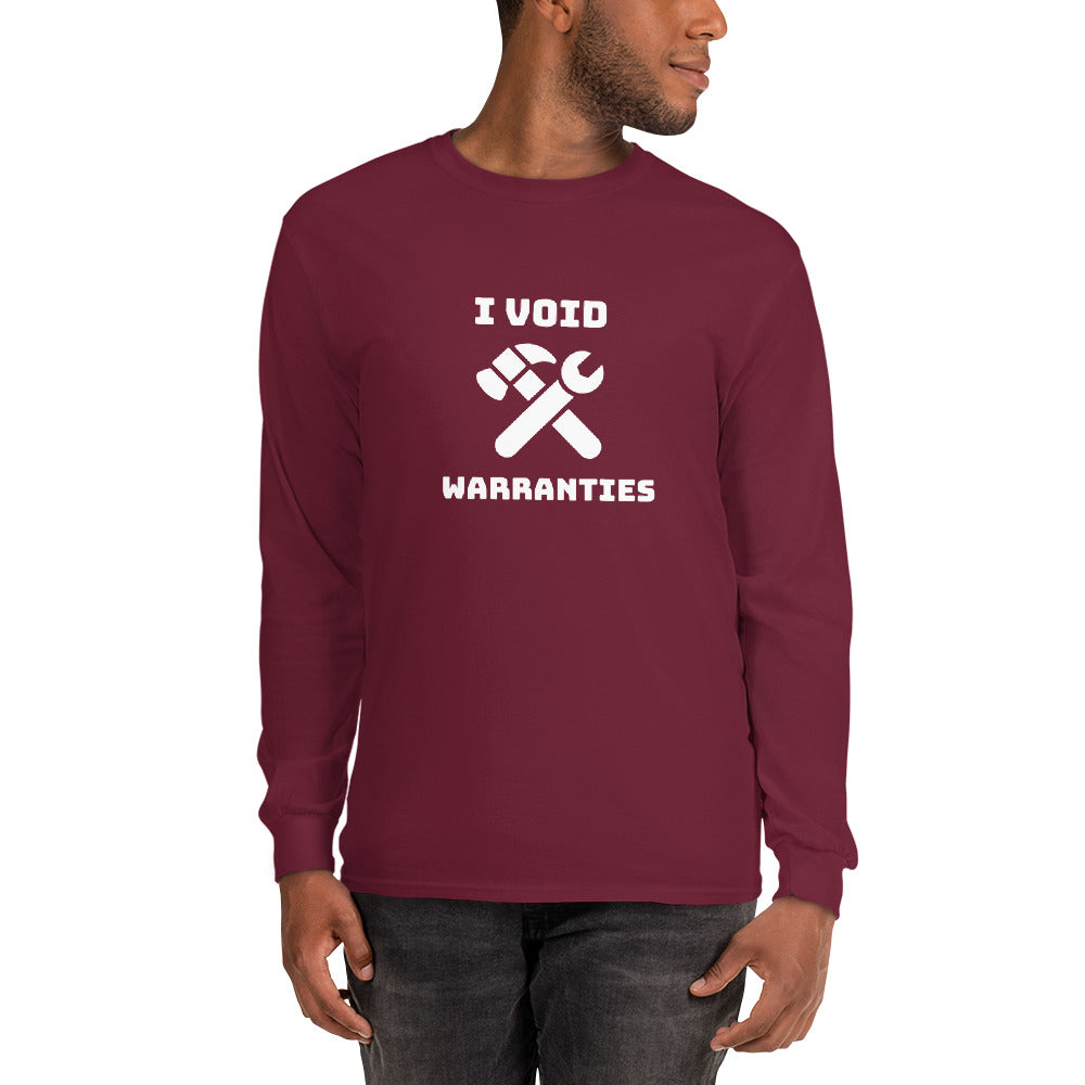 I void warranties - Men’s Long Sleeve Shirt (white text) by DarkByteGear