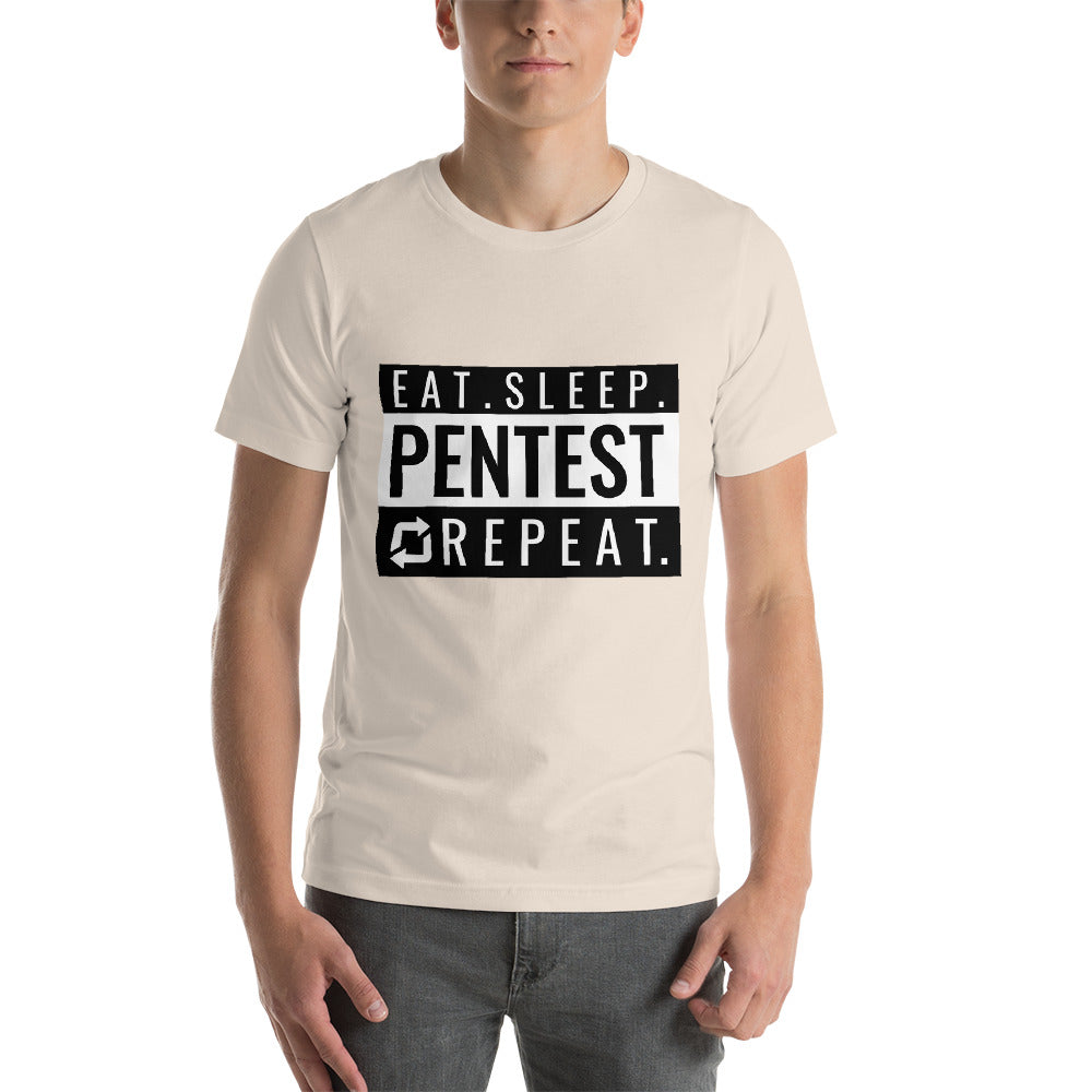 Eat sleep pentest repeat - Short-Sleeve Unisex T-Shirt (white) by DarkByteGear