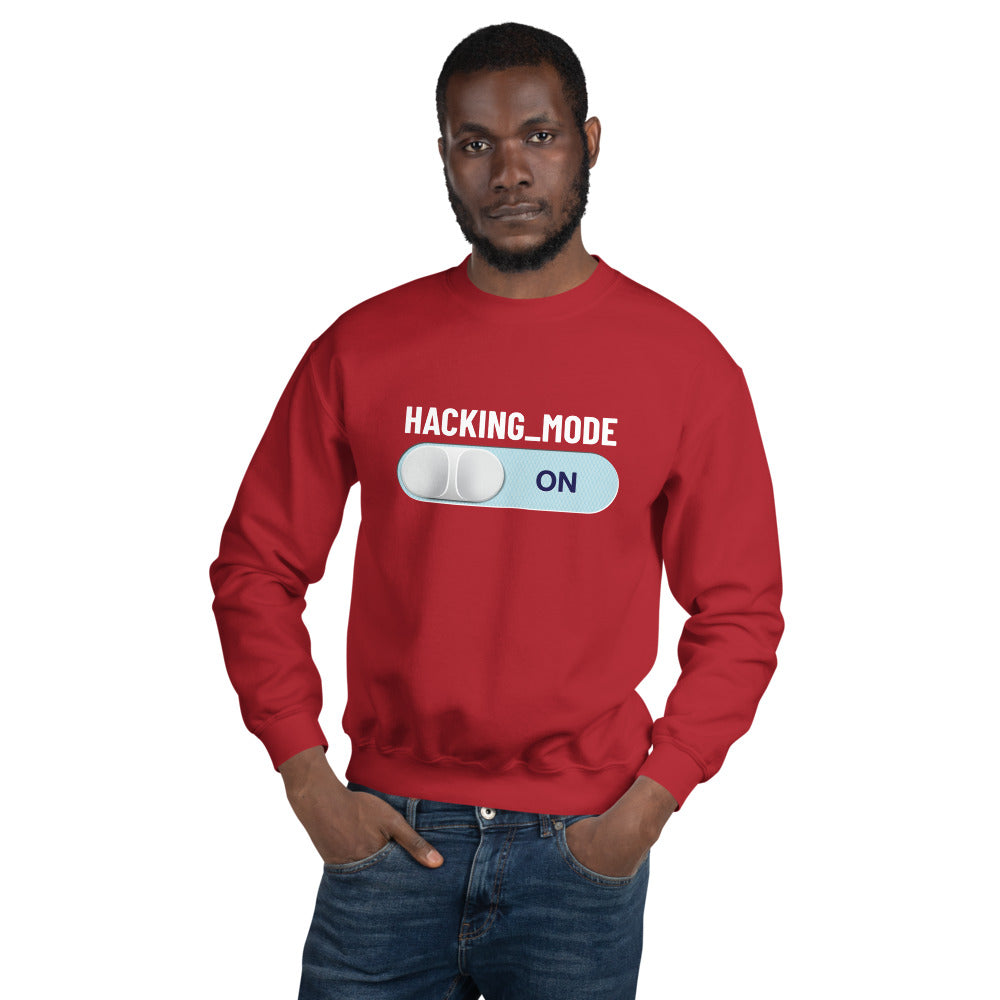 Hacking mode ON - Unisex Sweatshirt (white text) by DarkByteGear