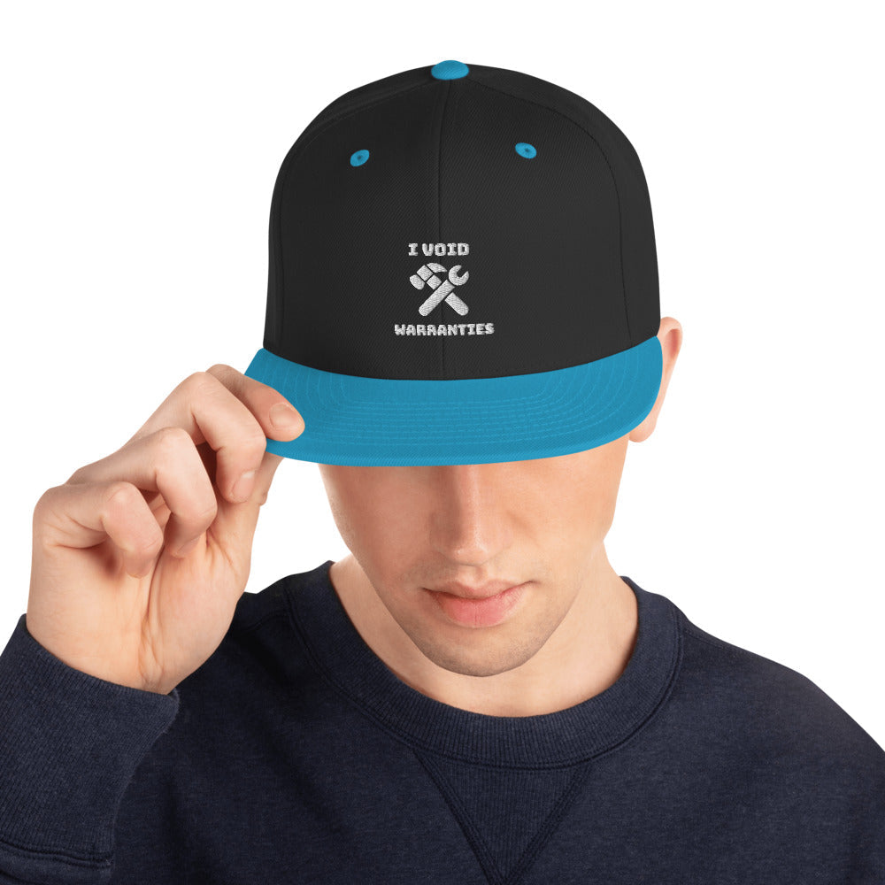 I void warranties - Snapback Hat (white text) by DarkByteGear