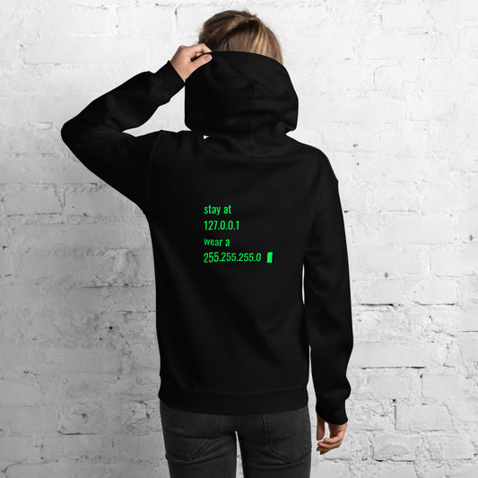 stay at at home, wear a mask v2 - Unisex Hoodie (with back design) by DarkByteGear