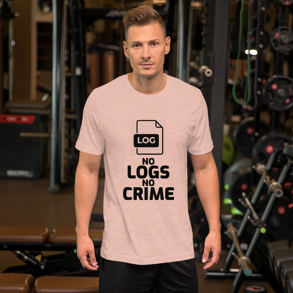 No logs no crime - Short-Sleeve Unisex T-Shirt (black text ) by DarkByteGear