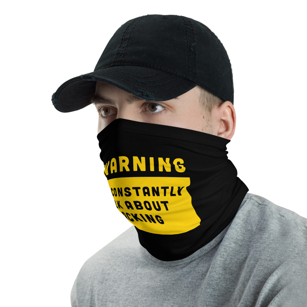 Warning may constantly talk about hacking - Neck Gaiter by DarkByteGear