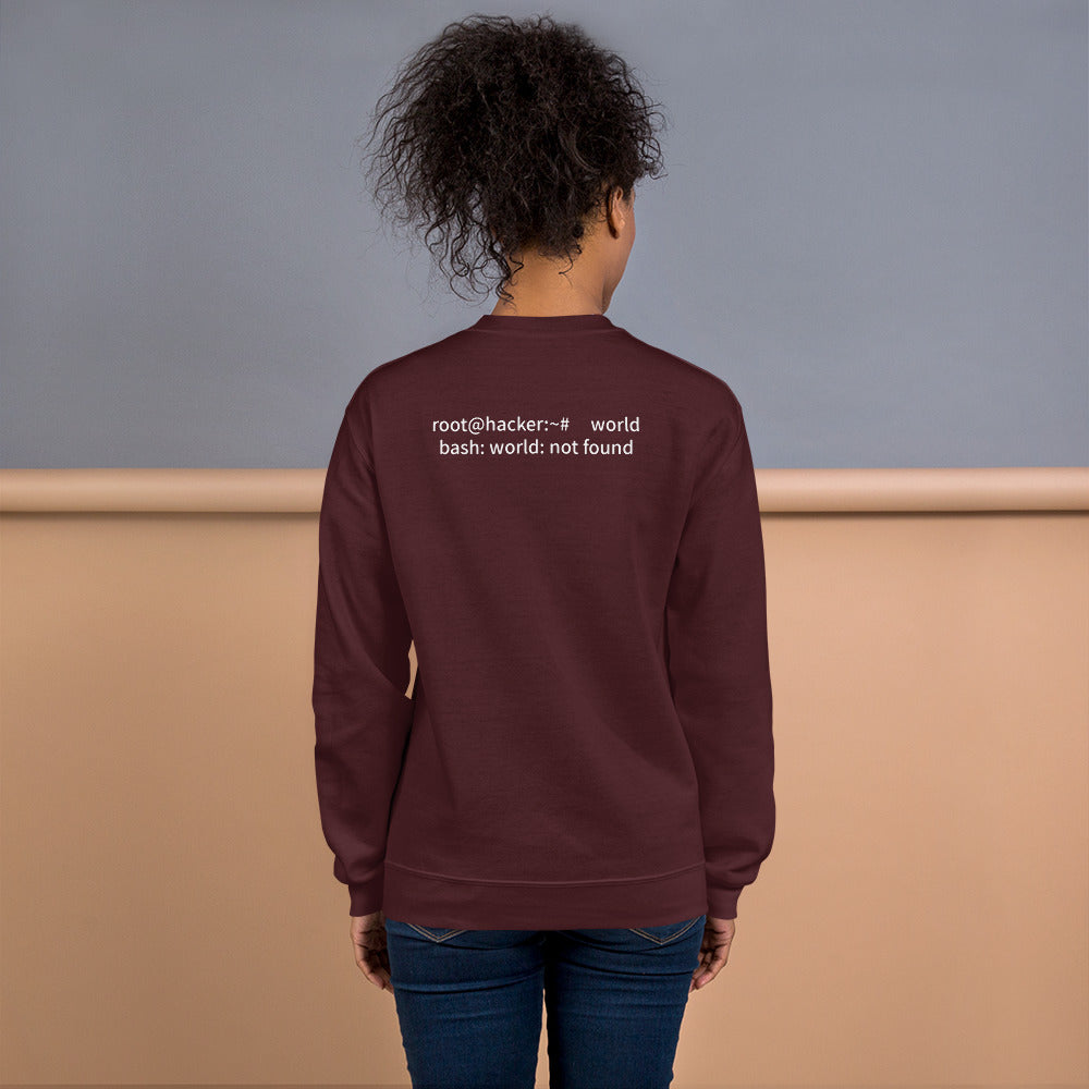 Linux Tweaks - world not found - Unisex Sweatshirt (with back design) by DarkByteGear