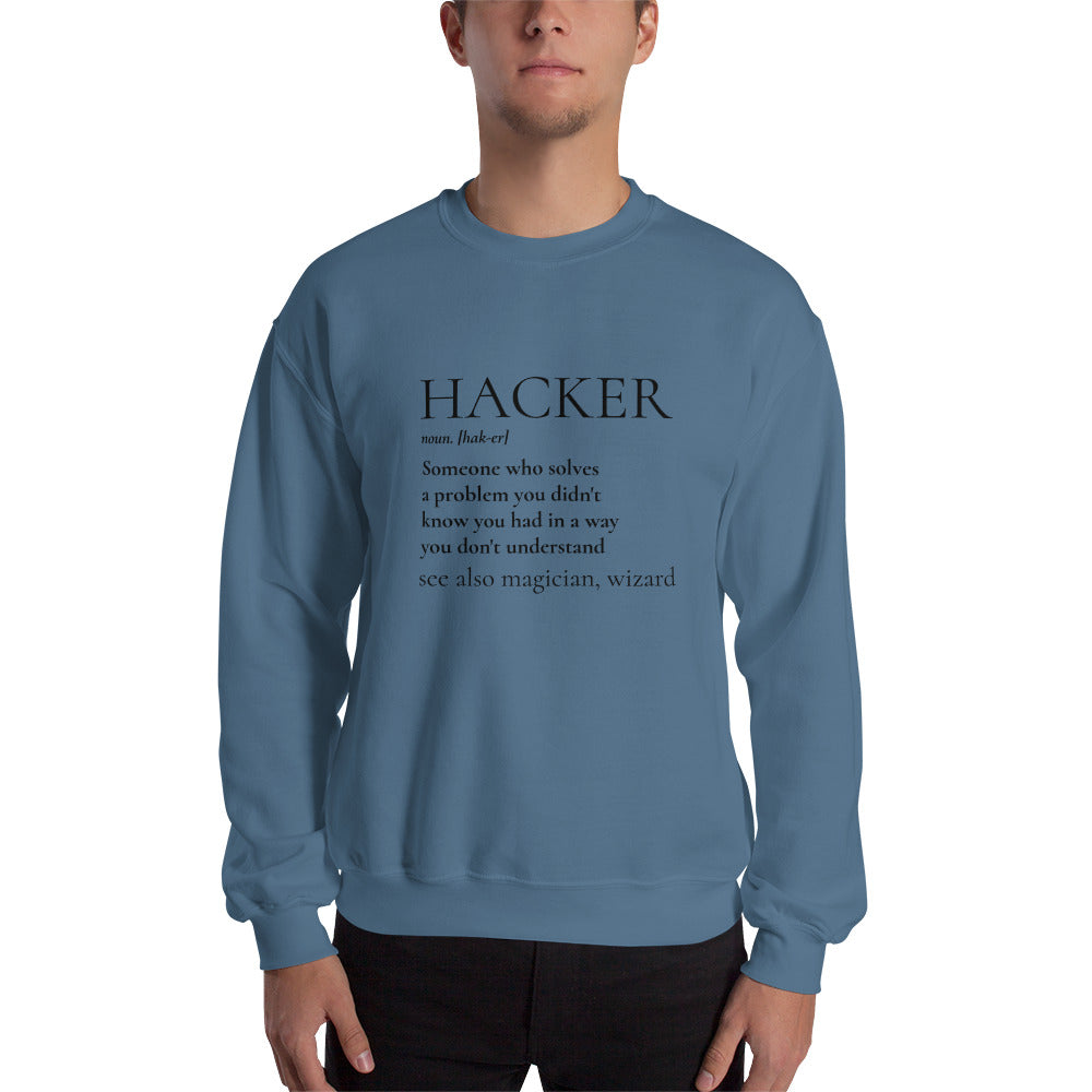 HACKER noun. [hak-er] - Unisex Sweatshirt (black text) by DarkByteGear