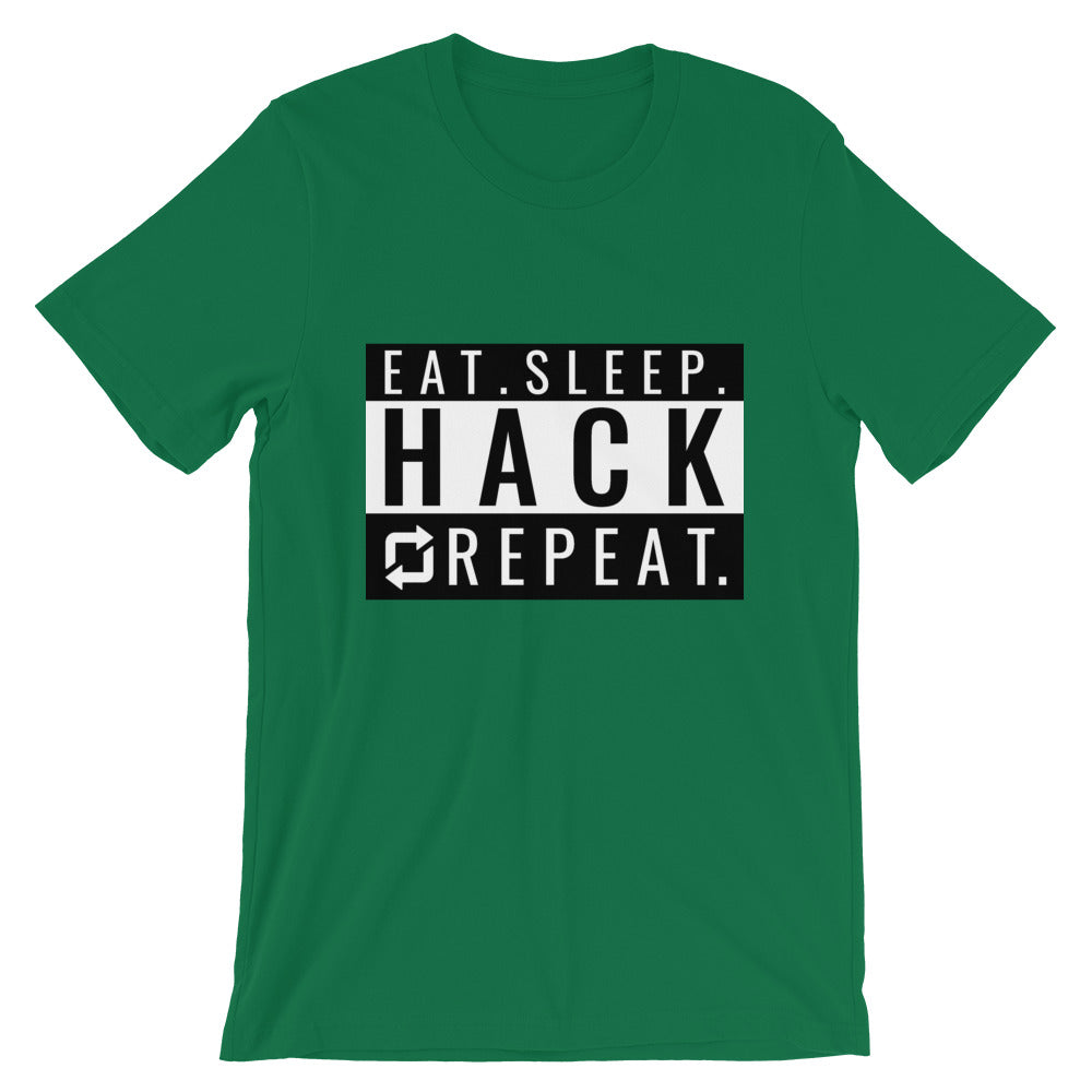 Eat seep hack repeat - Short-Sleeve Unisex T-Shirt (back) by DarkByteGear