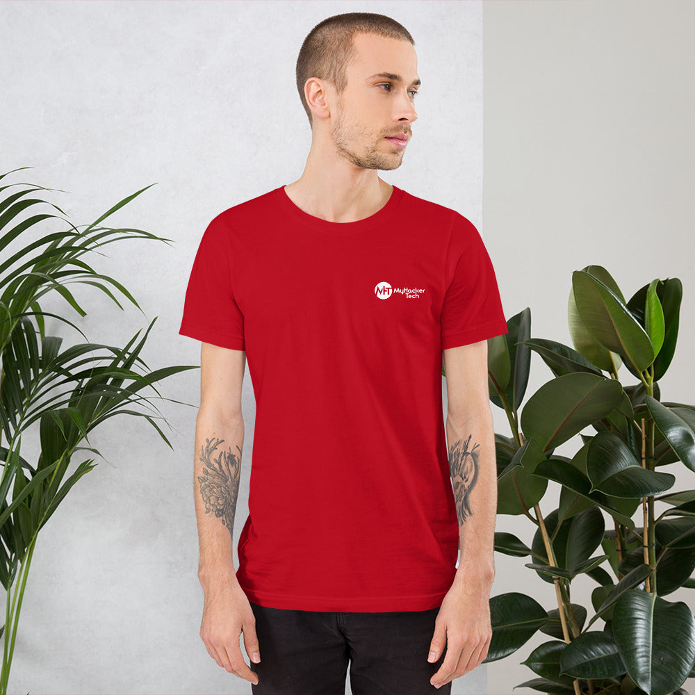 Hacking the apocalypse - Short-Sleeve Unisex T-Shirt (with back design) by DarkByteGear