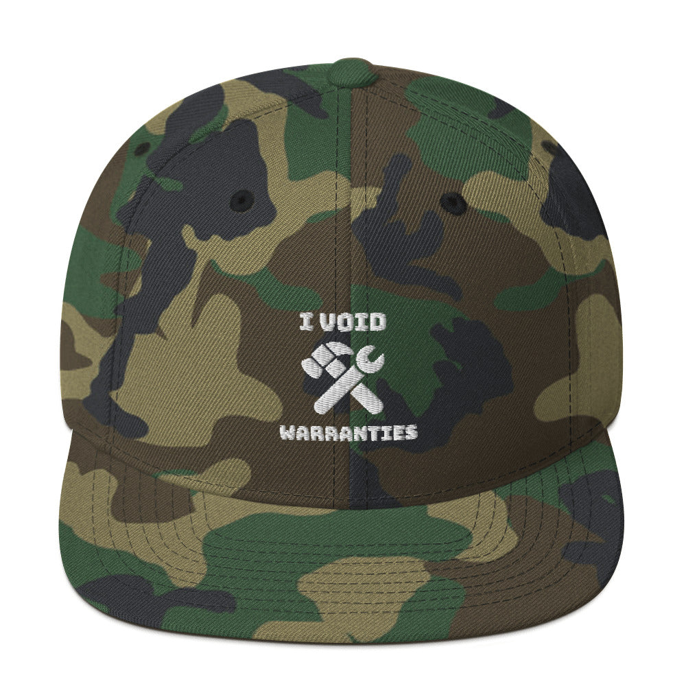 I void warranties - Snapback Hat (white text) by DarkByteGear