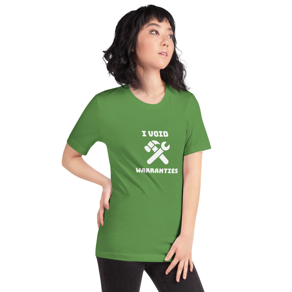 I void warranties - Short-Sleeve Unisex T-Shirt (white text) by DarkByteGear