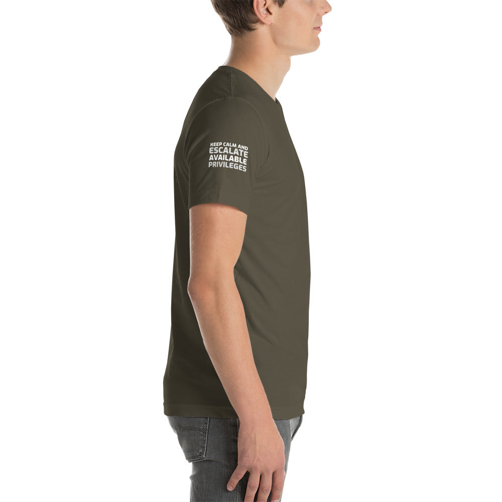 Keep calm and escalate privileges - Short-Sleeve Unisex T-Shirt ( with all sides designs) by DarkByteGear