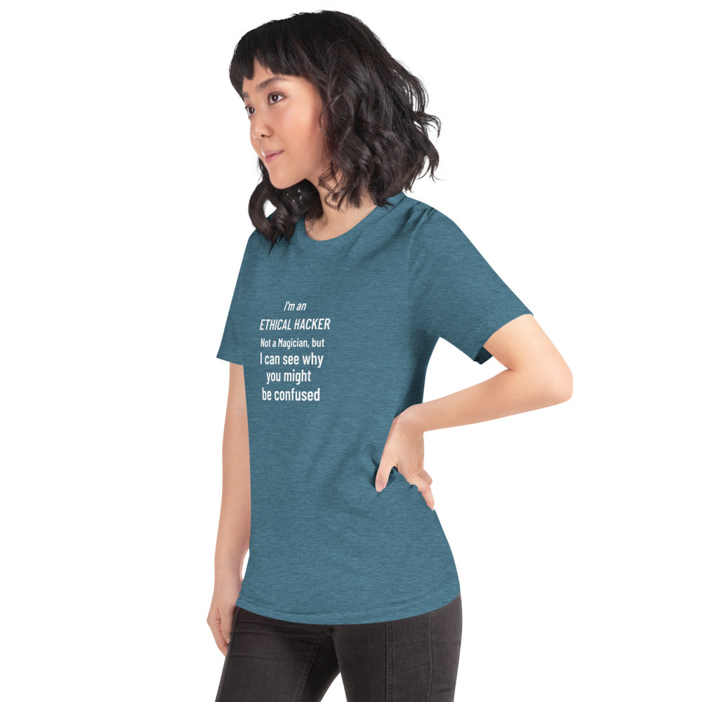 I'm an ethical hacker - Short-Sleeve Unisex T-Shirt (white text) by DarkByteGear