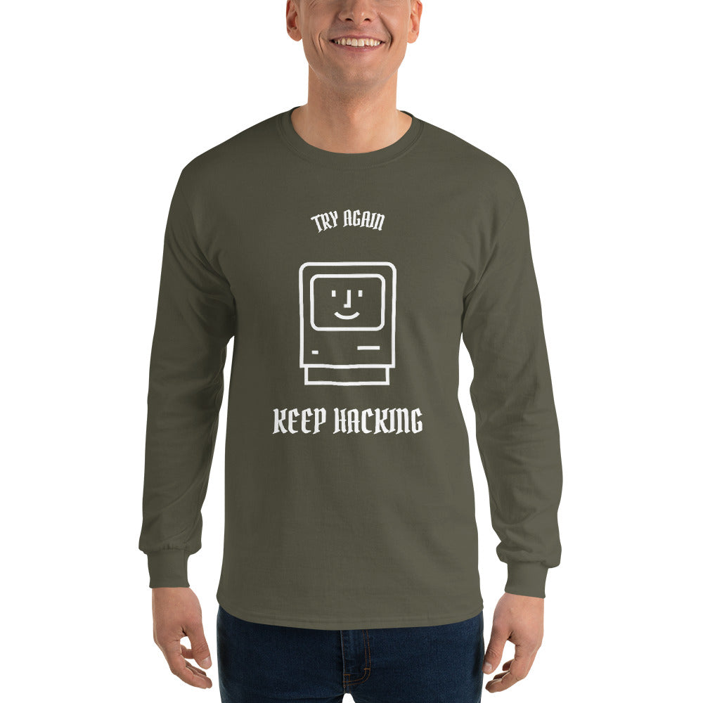 Keep hacking - Long Sleeve T-Shirt (white text) by DarkByteGear
