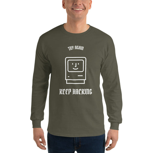 Keep hacking - Long Sleeve T-Shirt (white text) by DarkByteGear