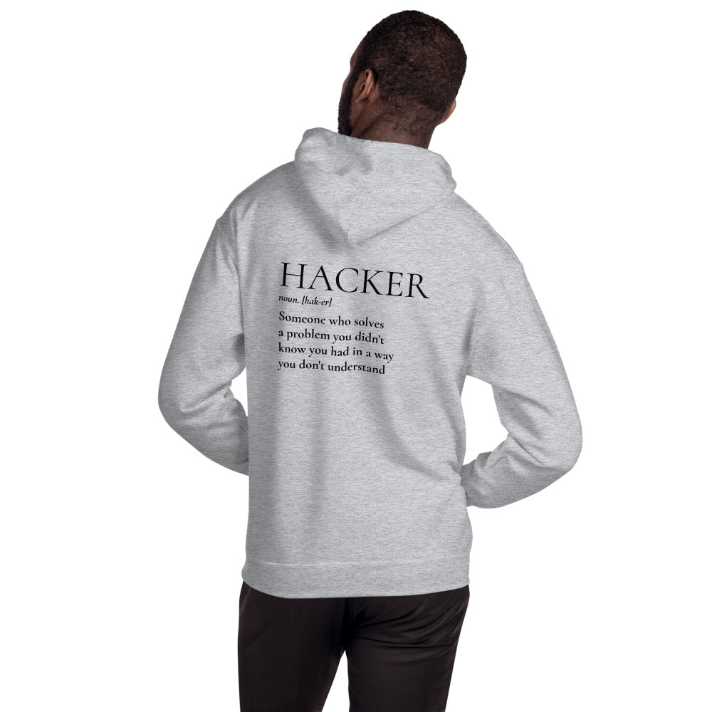 HACKER noun. [hak-er] - Unisex Hoodie (black text) by DarkByteGear