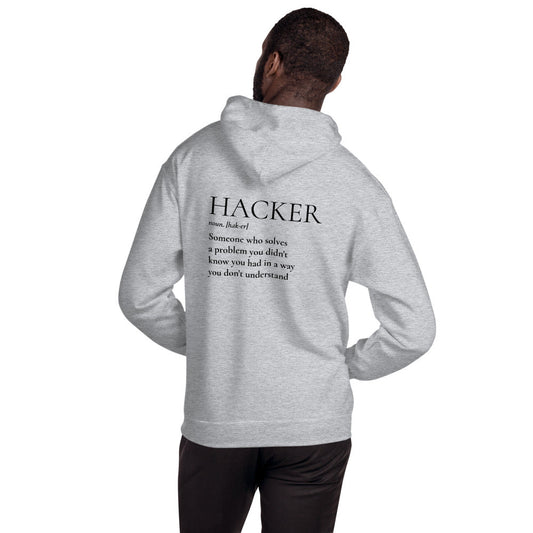 HACKER noun. [hak-er] - Unisex Hoodie (black text) by DarkByteGear