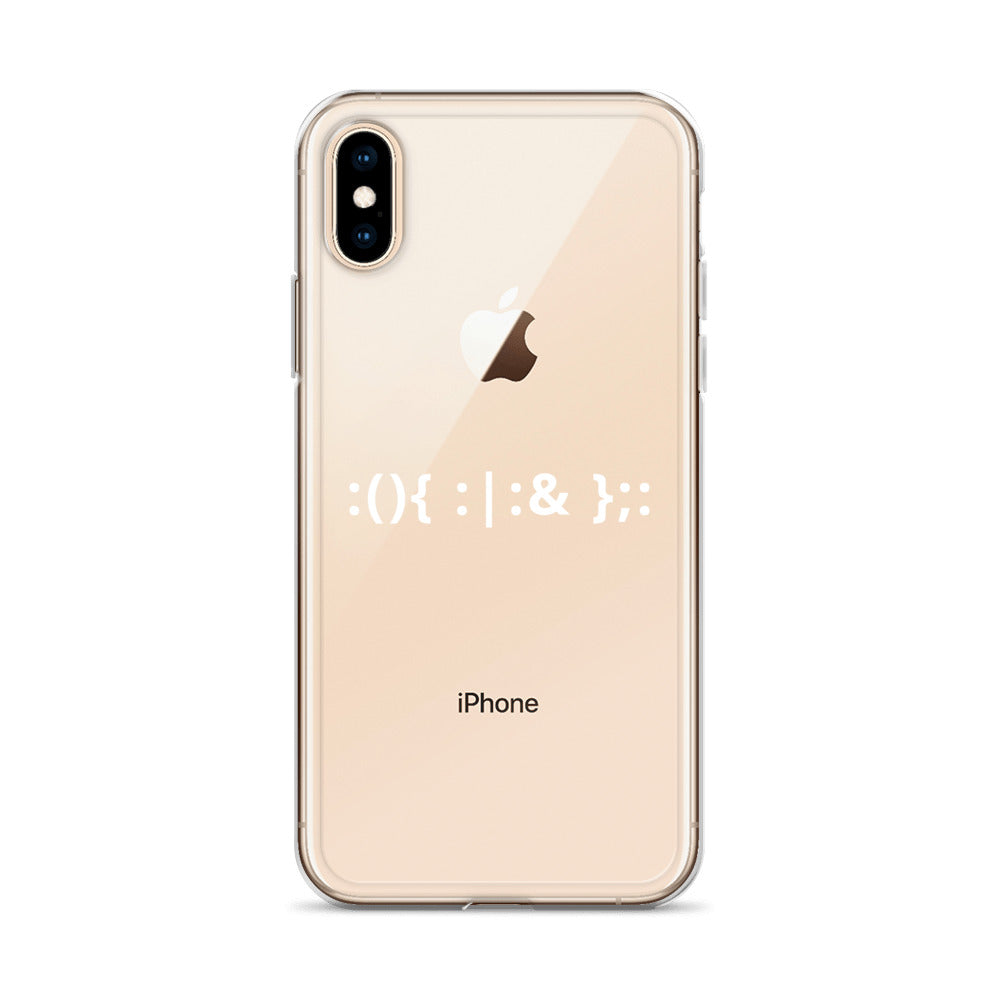 Linux Hackers - Bash Fork Bomb - White Text iPhone Case by DarkByteGear