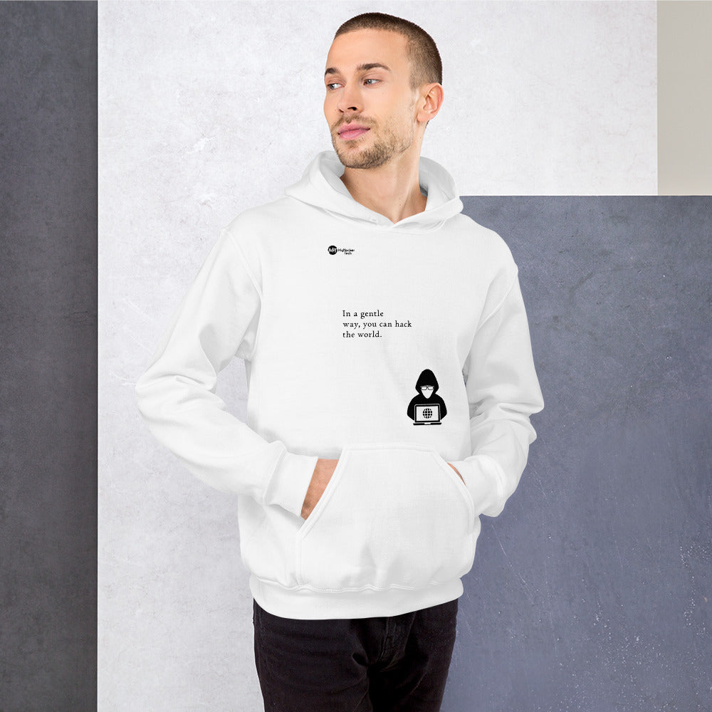 You can hack the world - Hooded Sweatshirt (black text) by DarkByteGear