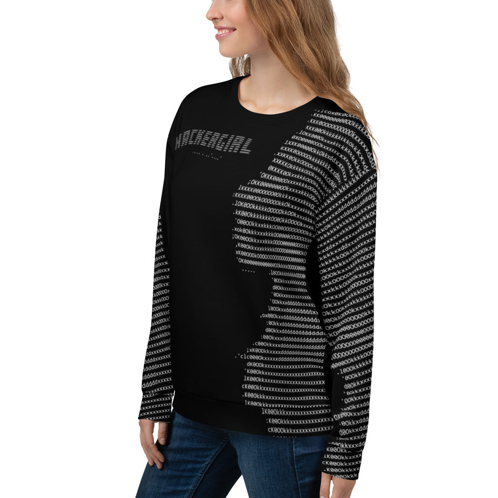 Hackergirl v1.4 ASCII - Unisex Sweatshirt by DarkByteGear