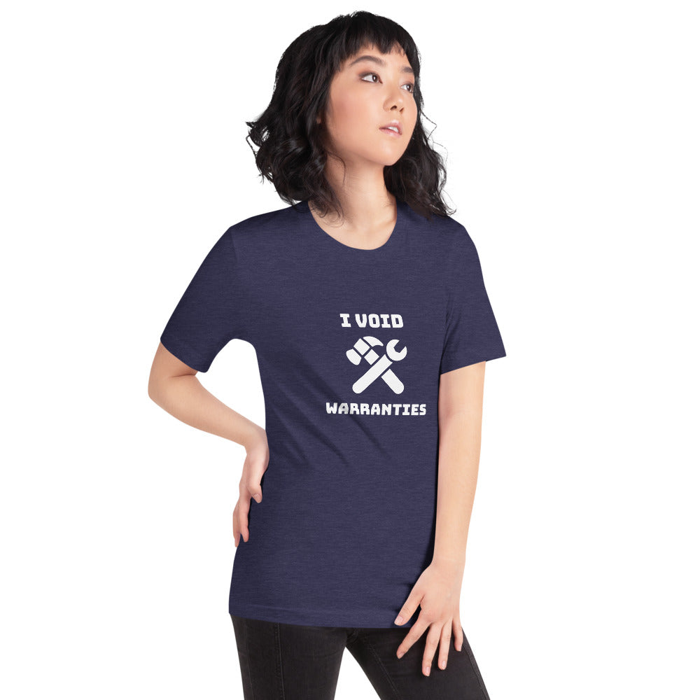 I void warranties - Short-Sleeve Unisex T-Shirt (white text) by DarkByteGear