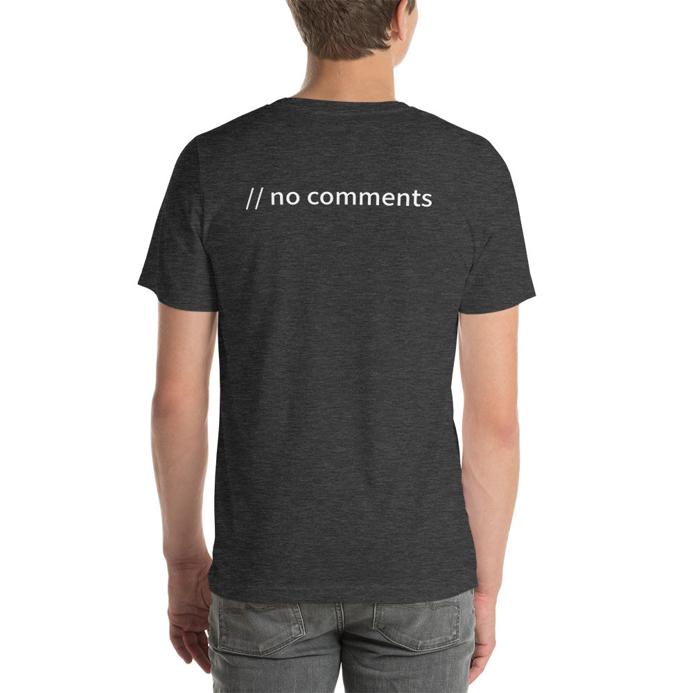 // no comment - Short-Sleeve Unisex T-Shirt (with back design) by DarkByteGear