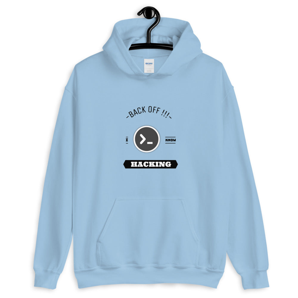 Back off I know hacking - Unisex Hoodie (black text) by DarkByteGear