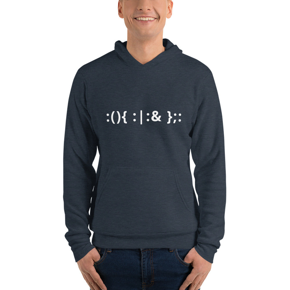 Linux Hackers - Bash Fork Bomb - White Text Unisex hoodie by DarkByteGear