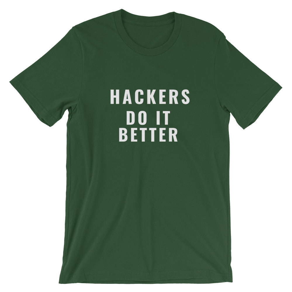 Hackers do it better - Short-Sleeve Unisex T-Shirt (white text) by DarkByteGear