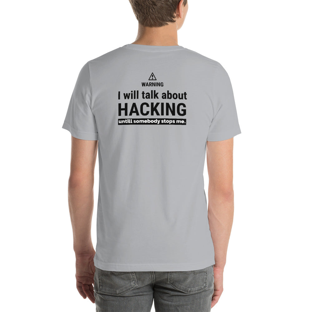 I will talk about HACKING - Short-Sleeve Unisex T-Shirt (black text) by DarkByteGear