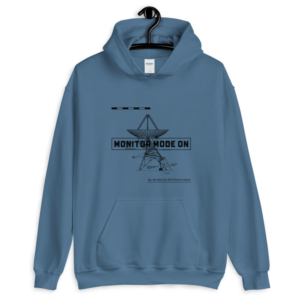 Monitor mode ON - Unisex Hoodie (black text) by DarkByteGear