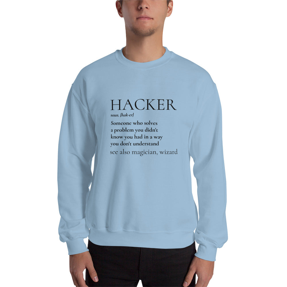 HACKER noun. [hak-er] - Unisex Sweatshirt (black text) by DarkByteGear