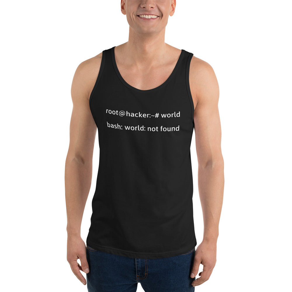 Linux Tweaks - world not found - Unisex Tank Top (white text) by DarkByteGear