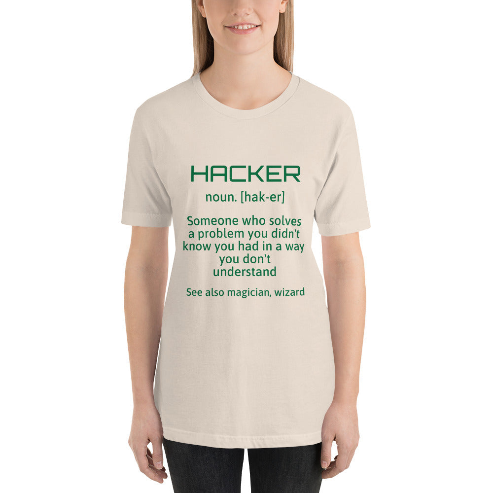 Hacker - Short-Sleeve Unisex T-Shirt (green text) by DarkByteGear