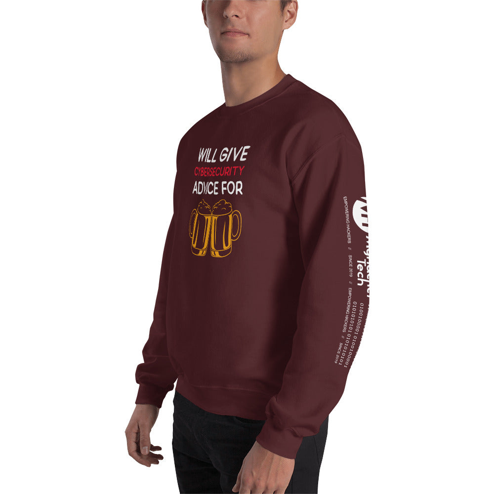 Will give cyber security advice for beer - Unisex Sweatshirt by DarkByteGear